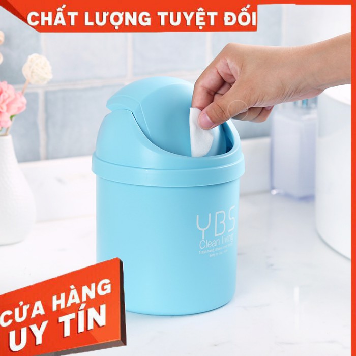 Thùng Rác Mini YBS Style Nhật Bản Để Bàn Văn Phòng Có Nắp Đậy Bằng Nhựa Tiện Lợi