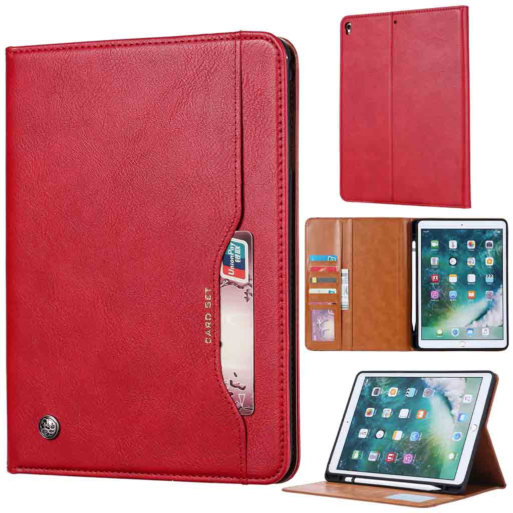 Pu Leather Case With Pen Holder For Apple iPad5 iPad6 iPad7thGen iPad8th iPad9 iPad10.2" mini3 mini4 mini5 mini6 8.3" Pro10.5" Air1 Air2 Air3 Air4 10.9" Pro11 Pro12.9" Auto Wake Sleep Cover