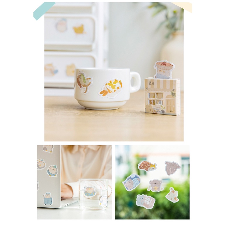 Bộ 45 miếng dán hình ngôi nhà đáng yêu dùng trang trí sổ tay