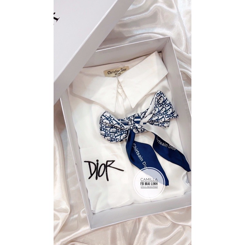 [Mã WASTUP giảm 10% tối đa 30K đơn 99K] ⚡️BÁN SỈ⚡️Sơ mi lụa 2 màu kèm khăn rời hoạ tiết thêu nét | BigBuy360 - bigbuy360.vn