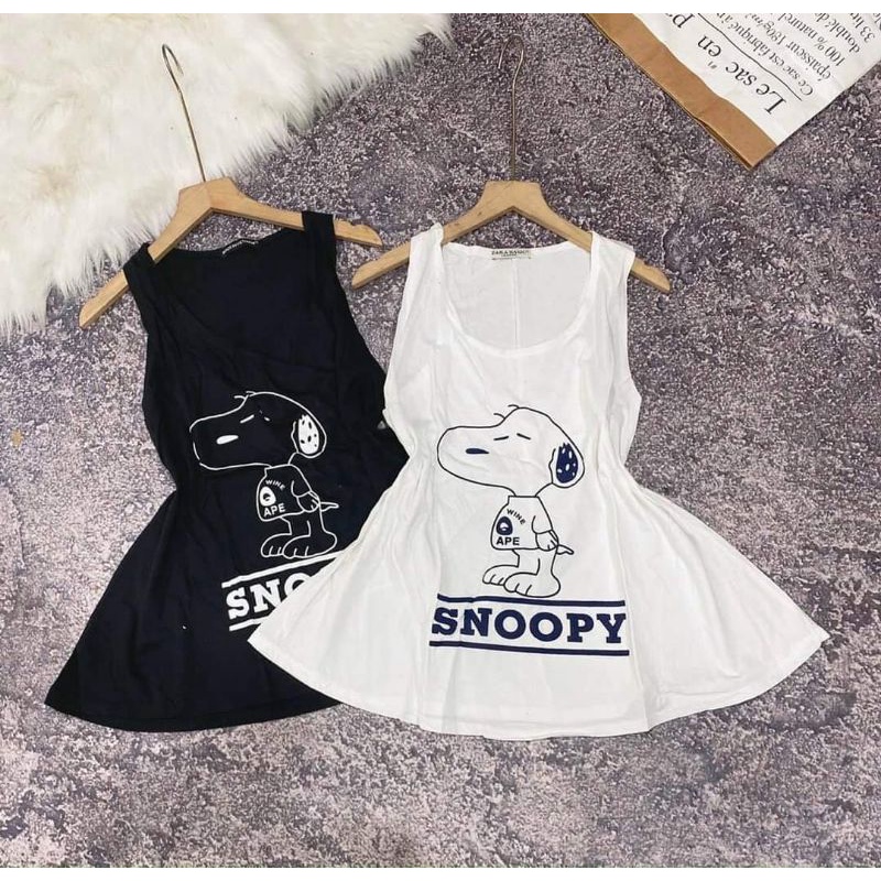 Áo ba lỗ cotton giấy con chó cực cute cho nữ