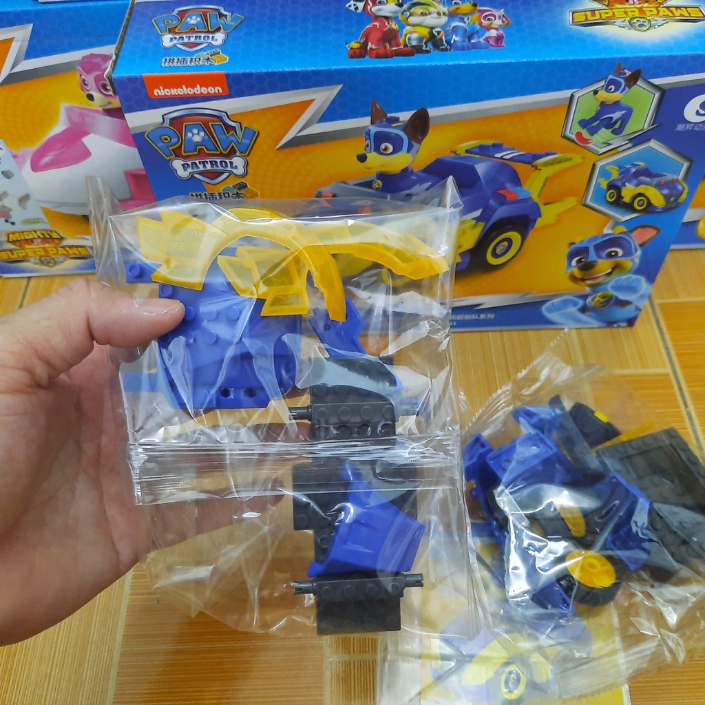 Bộ lắp ghép mô hình xe ô tô chú chó cứu hộ pawpatrol nhân vật cảnh sát Chase