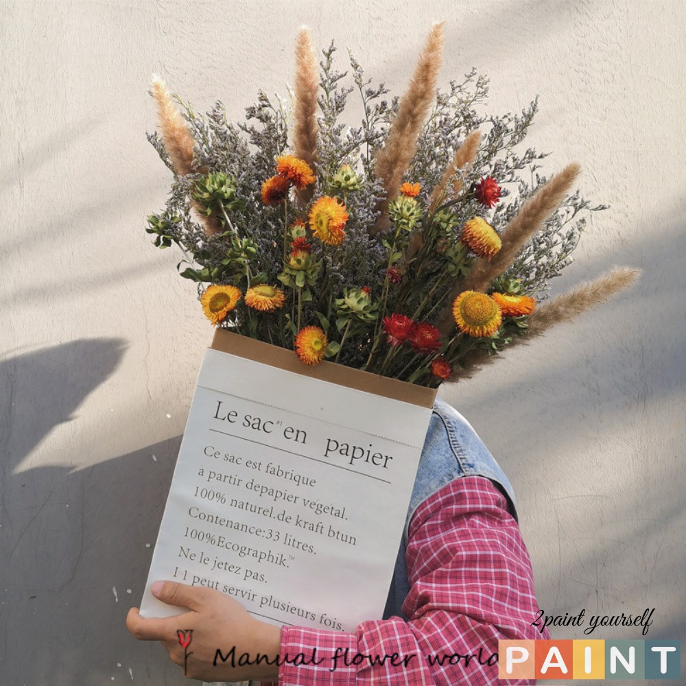 Túi giấy kraft trang trí đựng hoa, hộp giấy kraft decor phụ kiện chụp ảnh