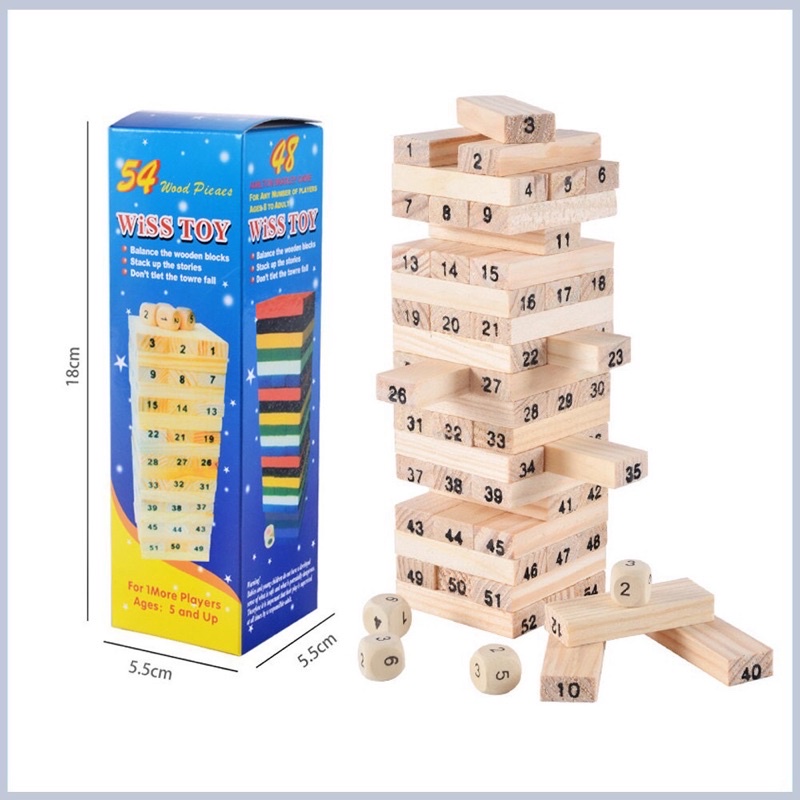 Rút gỗ màu cao cấp 48 - 54 thanh- Domino màu cho bé