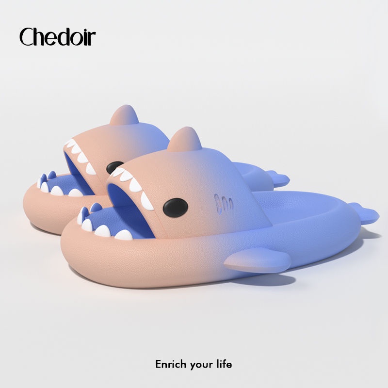 Dép Đi Trong Nhà Tắm Hình Cá Mập Nhỏ Màu Cầu Vồng Dễ Thương Cho Nam Và Nữ