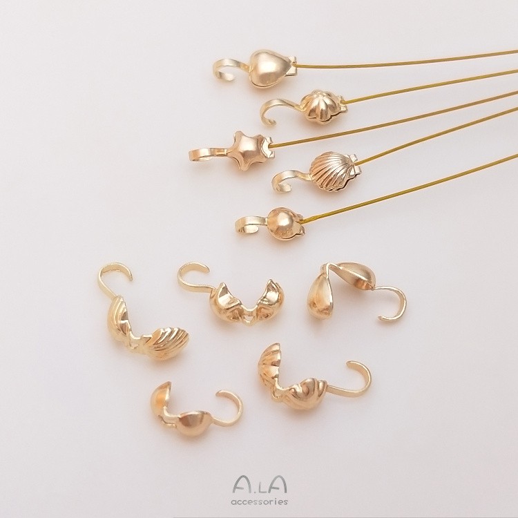Khóa Túi Bảo Quản Màu Vàng 14K Hình Hoa Năm Cánh Trái Tim Ngôi Sao