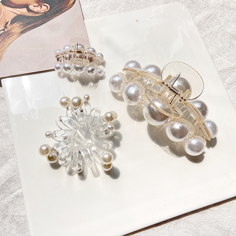 Set kẹp tóc/dây buộc tóc đính hạt ngọc trai đơn giản thời trang nữ tính
