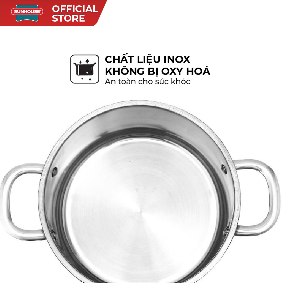 Bộ Nồi Inox 5 Đáy SUNHOUSE SH890 16, 20, 24 cm