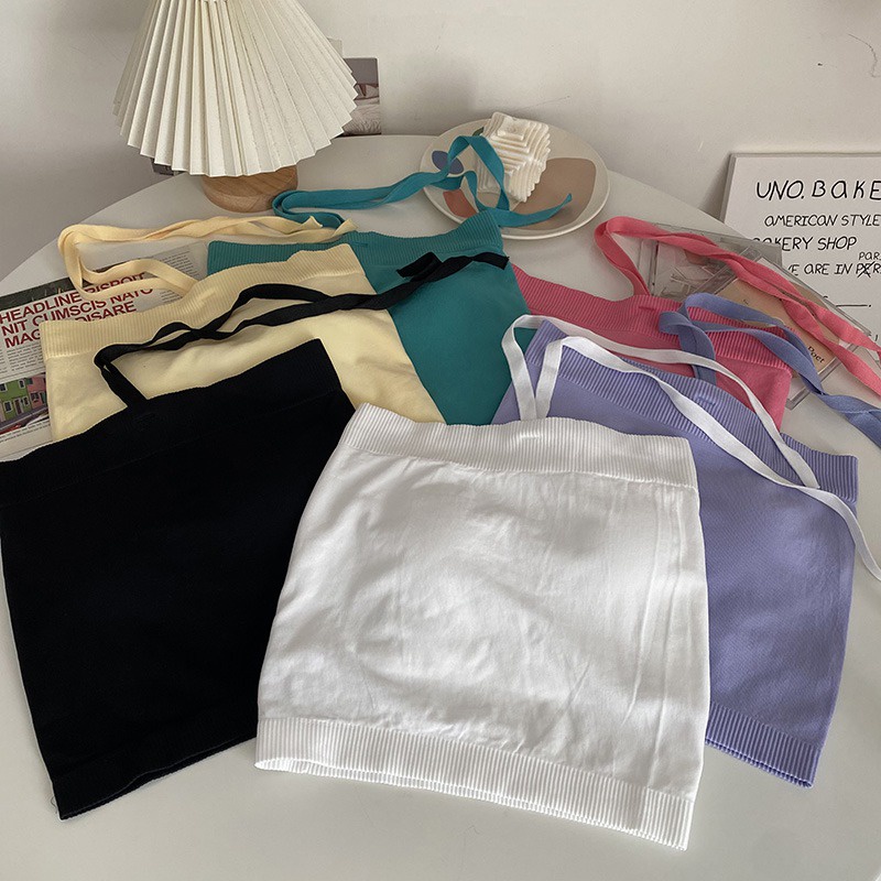 Áo Hai Dây Có Mút Đệm Màu Sắc Đơn Giản Gợi Cảm Cho Nữ