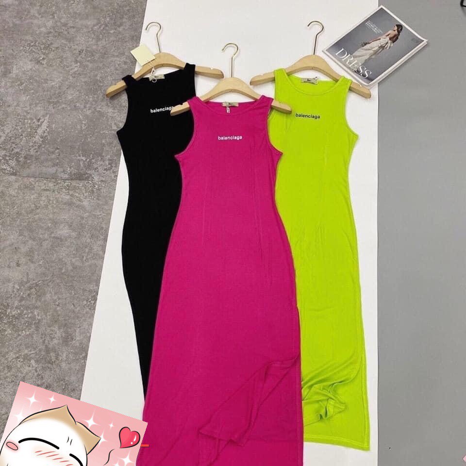 Đầm ba lỗ xẻ tà hot hit baa len thun bozip mềm | BigBuy360 - bigbuy360.vn