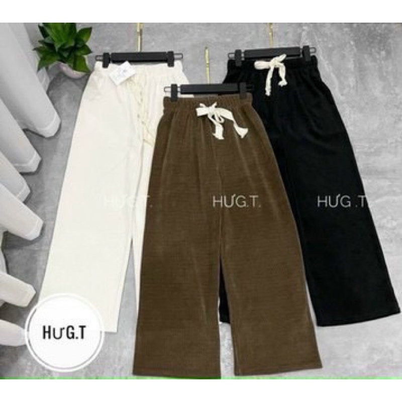 Quần nhung tắm ống xuông dây rút bản to hàng quảng châu l1