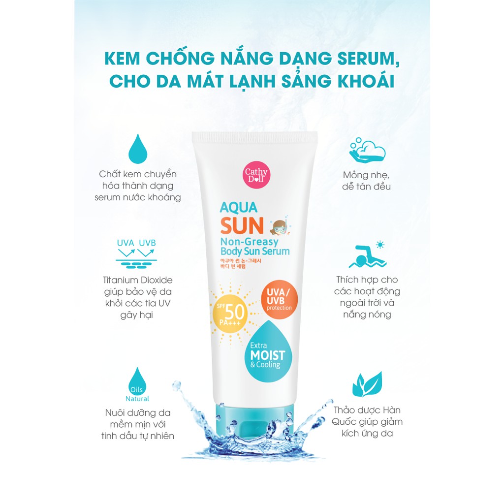 Kem Chống Nắng Cathy Doll Aqua Sun Không Thấm Nước Body Sun Serum 50ml