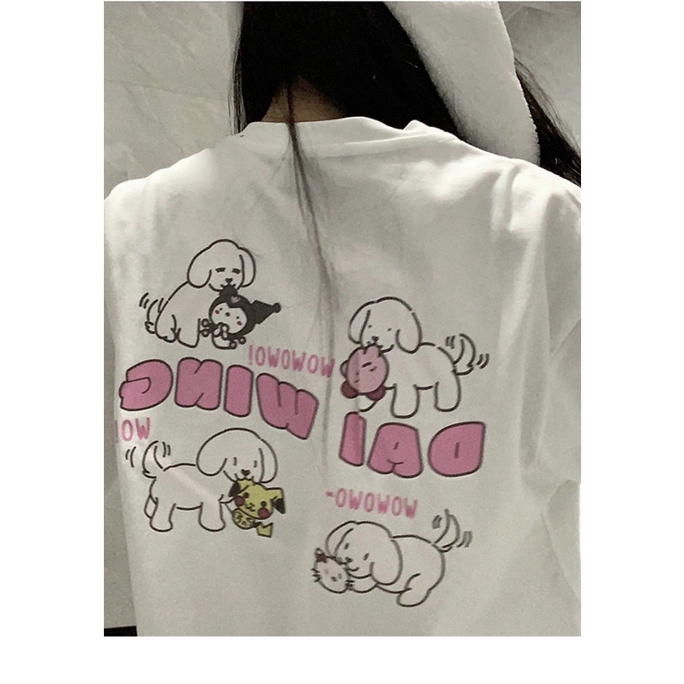 100% cotton short-sleeved men and women students cute letter printing all-match ins style salt series niche design white T-shirt 6IBF