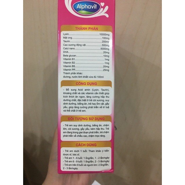 Ống uống Alphavit ăn ngon ngủ tốt cho bé yêu