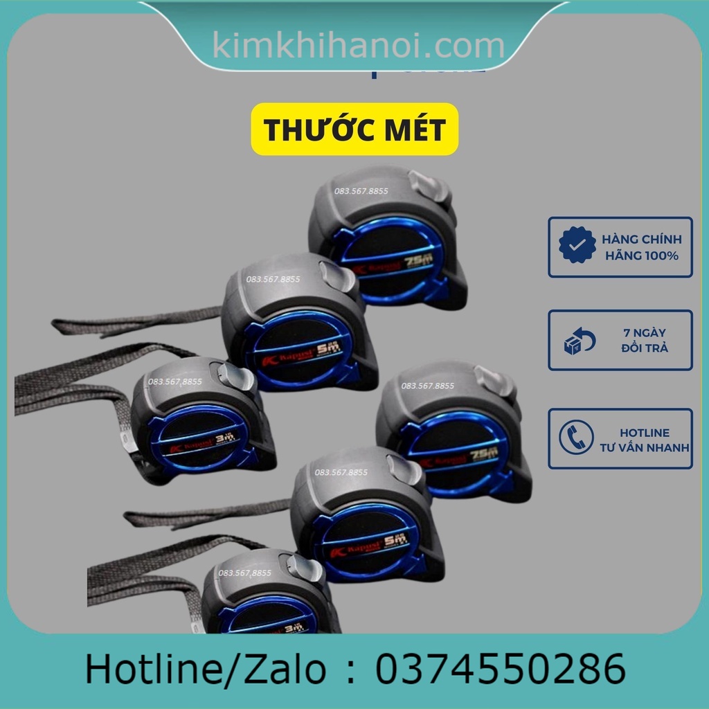 Thước rút hệ mét Nhật Kapusi Japan chống va đập, nền trắng, số to, rõ ràng, thước 3m, 5m, 7.5m