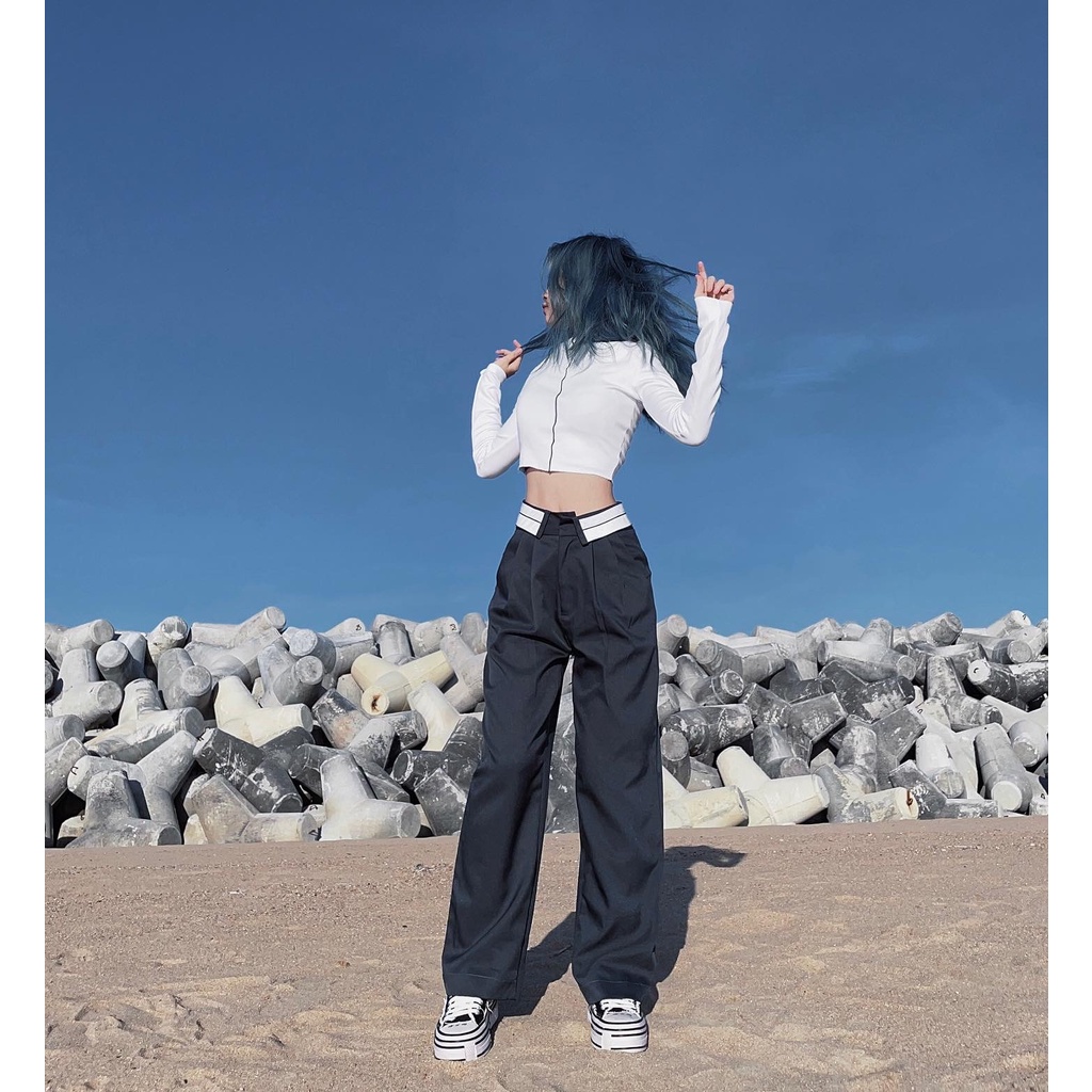 | HÌNH THẬT ĐỘC QUYỀN CUBEDLEMON | Áo thun ôm croptop viền giữa