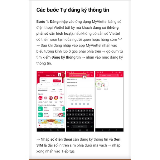 Sim Viettel nguyên kit chưa kích hoạt, quí khách tự đăng kí thông tin qua My viettel