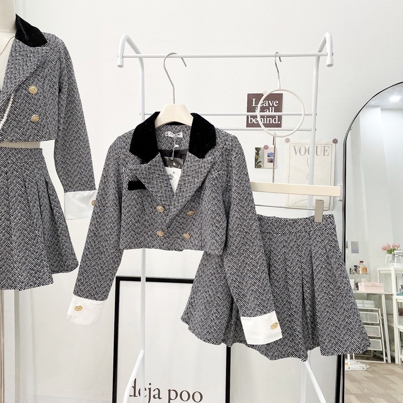 Sét áo dạ tiêu mix chân váy dạ siêu xinh