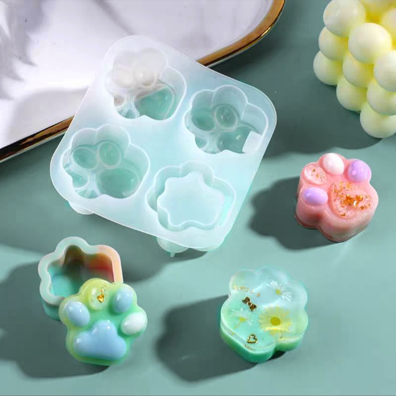 Khuôn bàn chân mèo 4 mẫu tiện dụng làm móc khóa đèn led/shaker/decor/hộp trong Thủ Công: Resin/ Jesmonite/ Nến....
