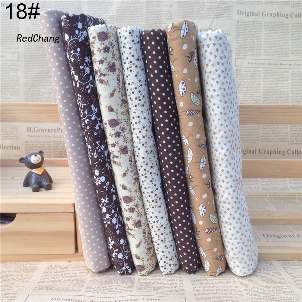 Set 7 Tấm Vải Cotton Họa Tiết Hoa Dùng Làm Đồ Thủ Công