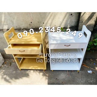 Kệ gỗ spa , xe đẩy gỗ