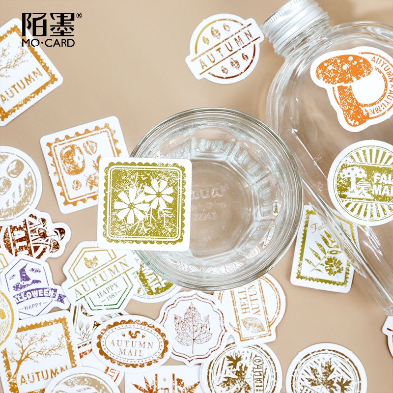 Sticker chủ đề Bức Thư Mùa Thu - Hộp 46 miếng dán trang trí sổ tay Bullet Journal - M082