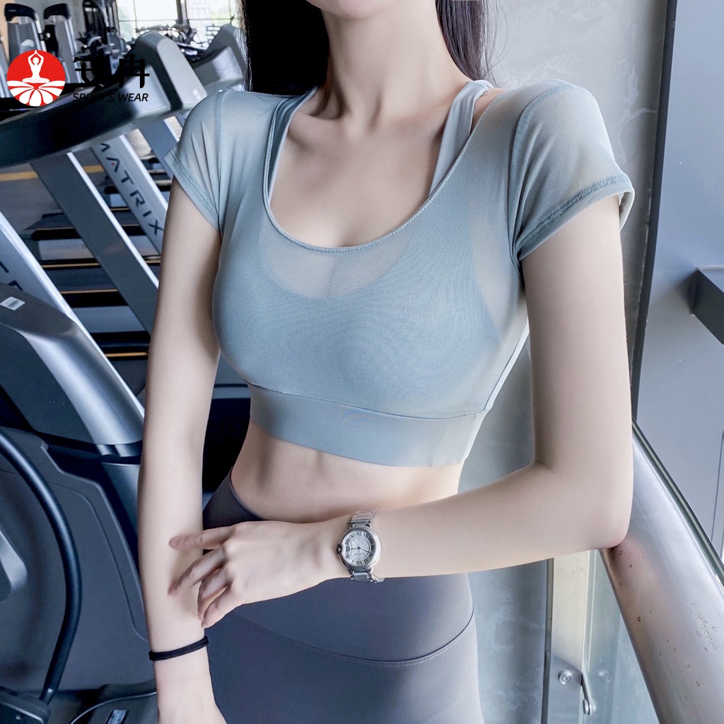Áo thun thể thao ANRAN tay ngắn vải lưới nhanh khô thời trang tùy chọn màu sắc cho nữ