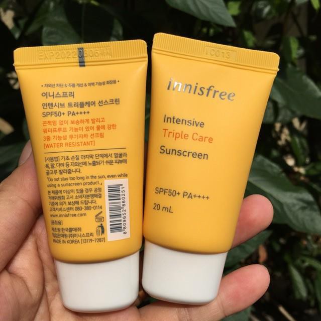 Kem chống nắng Innisfree Intensive Triple Care Sunscreen SPF50+ PA++++ Mini Size (20ml)