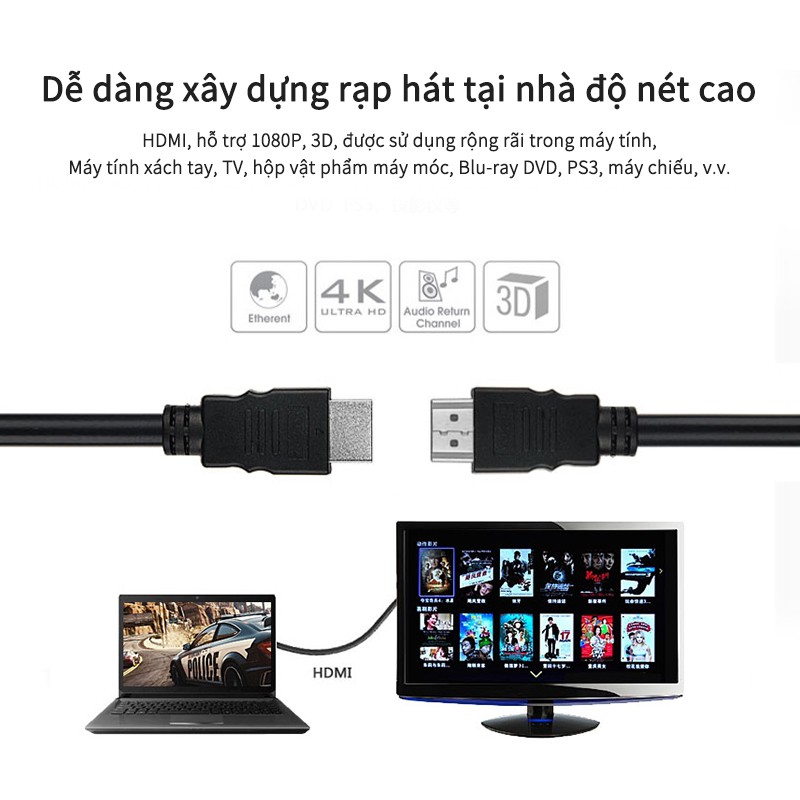 Cáp HD HDMI-1.4 hỗ trợ kết nối máy tính TV dài 1M