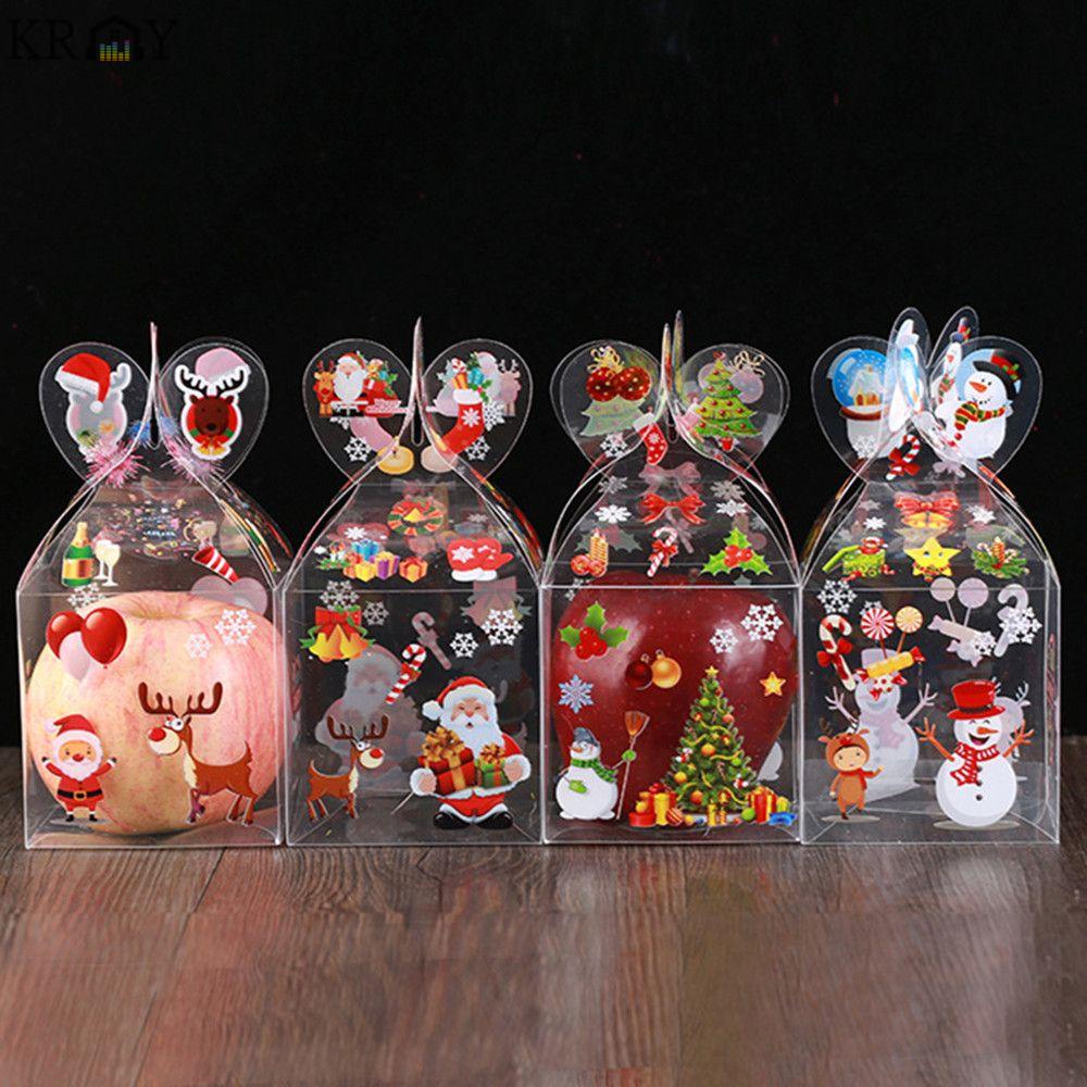 Hộp đựng bánh kẹo bằng nhựa trong suốt hình ông già Noel/tuần lộc/ông già noel/người tuyết