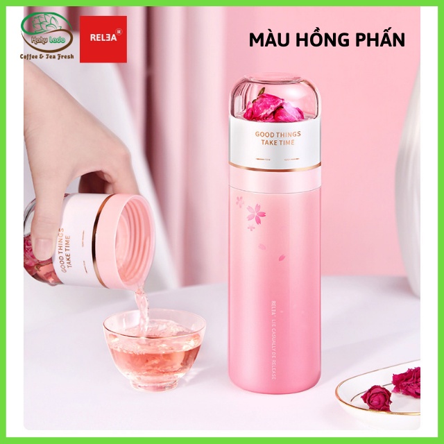 Bình Tách Trà Giữ Nhiệt 2 Lớp Hahulado, Tách Nước Và Bã Trà Riêng, 400ml, Inox 316 Và Thủy Tinh Cao cấp-Hàng chính hãng