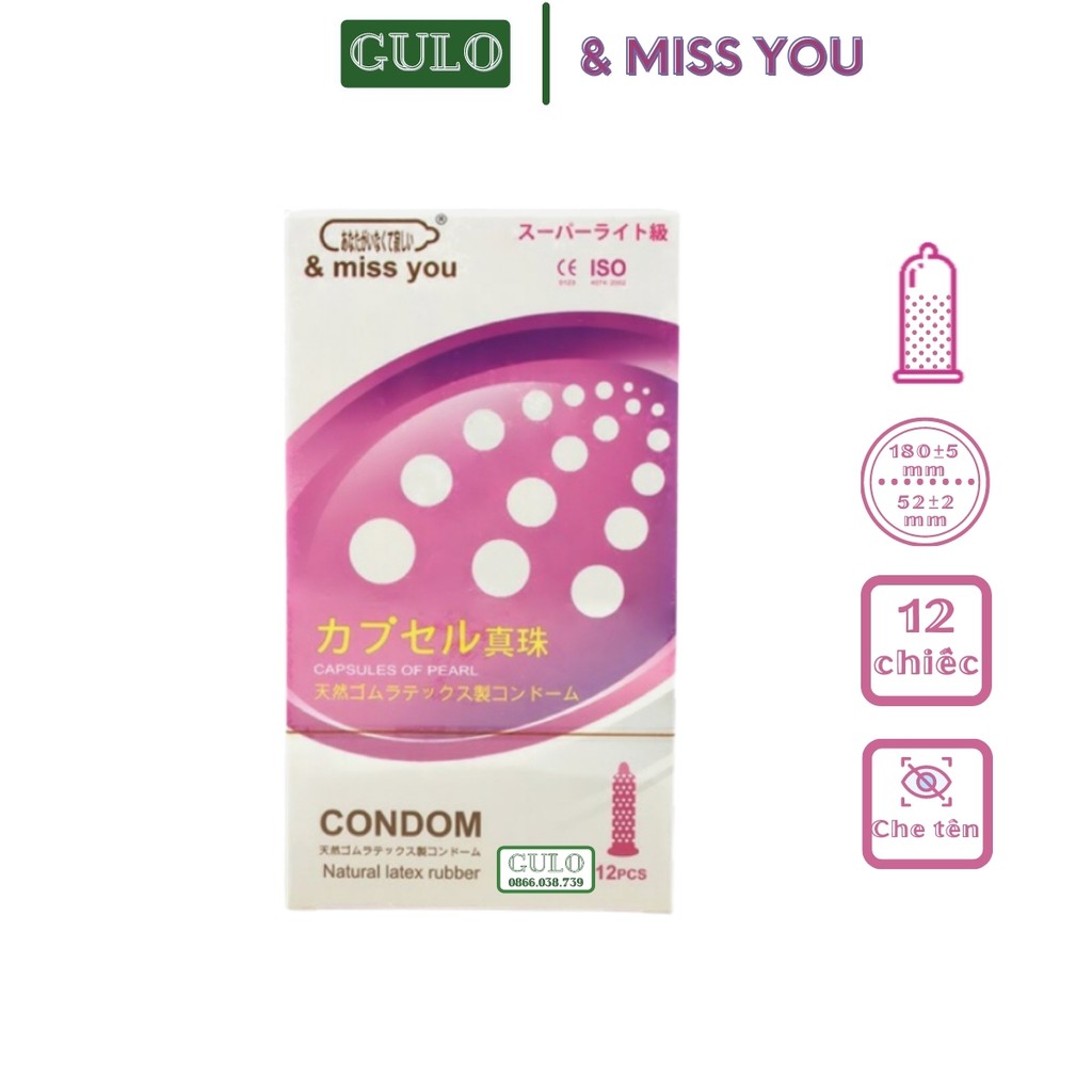 Bao Cao Su I Miss You Gân Gai Siêu Mỏng, Nhật Bản Chính Hãng Hộp 12 bao