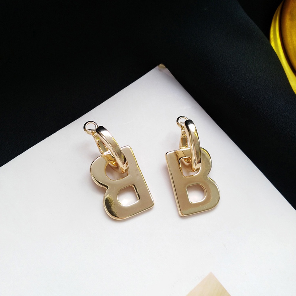 Đôi Khuyên Tai Dài Họa Tiết Chữ B Thời Trang Thanh Lịch Cho Nữ