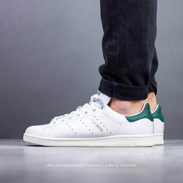 Giày Nam Adidas 🔴FREESHIP🔴Adidas Stan Smith Vintage Chính Hãng - Giày Stan Smith Gót Xanh Chuẩn Auth [CQ2871]