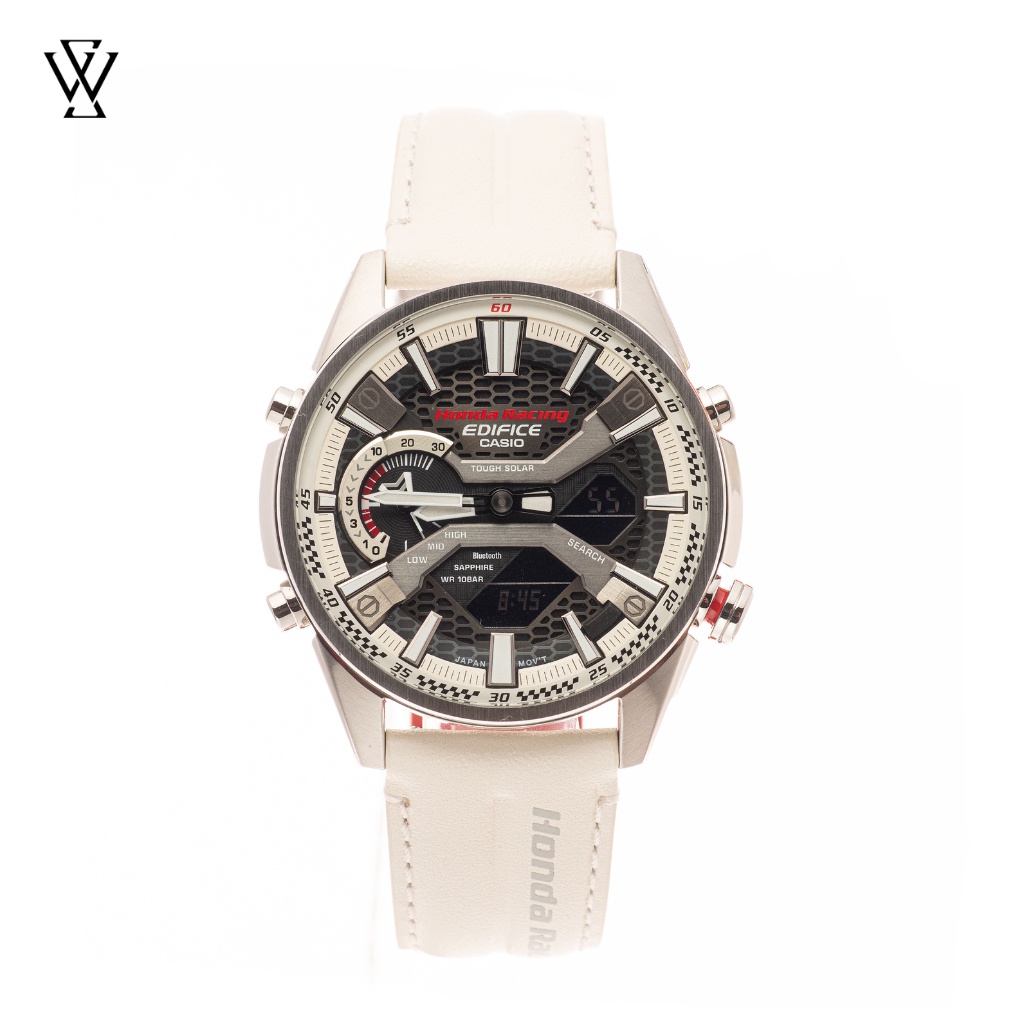 Đồng Hồ Điện Tử Nam Casio Edifice WATCHSTORE ECB-S100HR-1ADR Thiết Kế Kính Khoáng 46mm, Dây Da, Vỏ Thép Không Gỉ