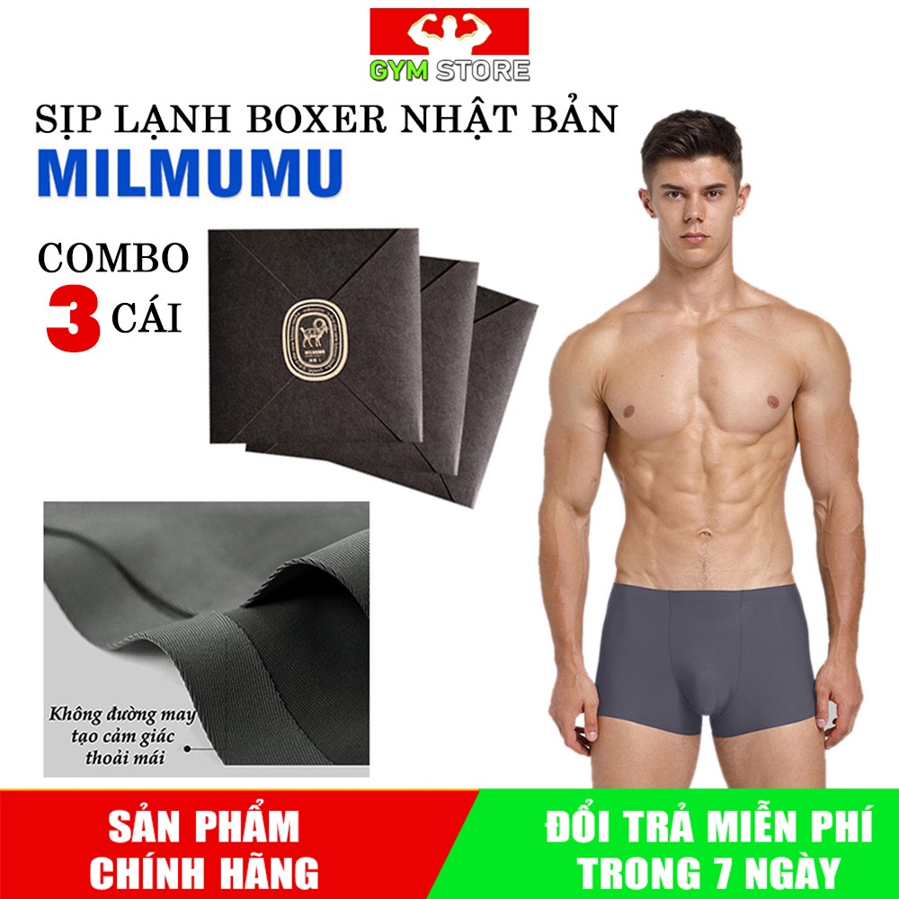 Combo 3 quần lót nam boxer ⚡FREE SHIP⚡ Quần sịp đúc lụa nhãn hiệu MILMUMU Nhật Bản