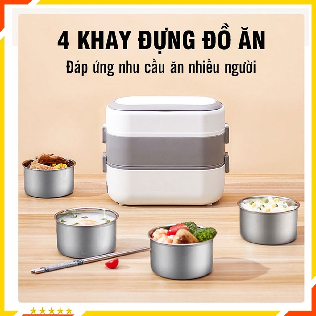 Hộp cơm cắm điện 2 tầng - Hộp cơm giữ nhiệt Nấu cơm hâm nóng thức ăn đa năng - Hàng chuẩn loại I
