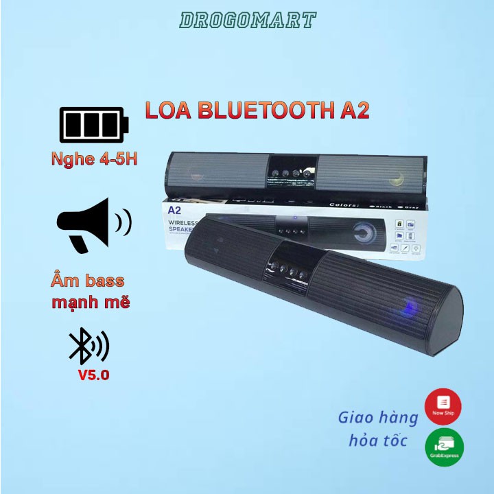 Loa bluetooth speaker A2 dáng dài 2 loa cực đỉnh, kiểu dáng sang trọng hỗ trợ thẻ nhớ, đài FM