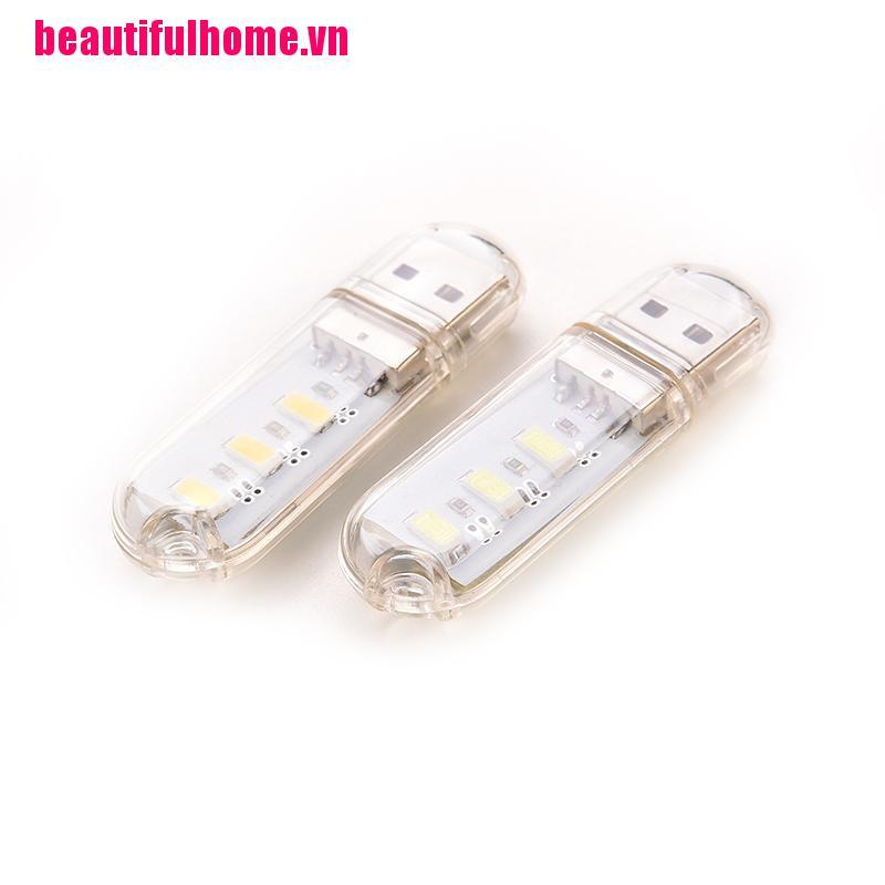 Đèn Ngủ USB 3 Bóng LED Trắng Thiết Kế Nhỏ Gọn Kèm Móc Khóa Tiện Dụng