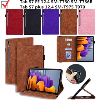 Bao Da Máy Tính Bảng PU Nắp Lật Có Ngăn Đựng Thẻ Cho Samsung Galaxy Tab S7 FE Plus 12.4 "SM-T730 SM-T736B