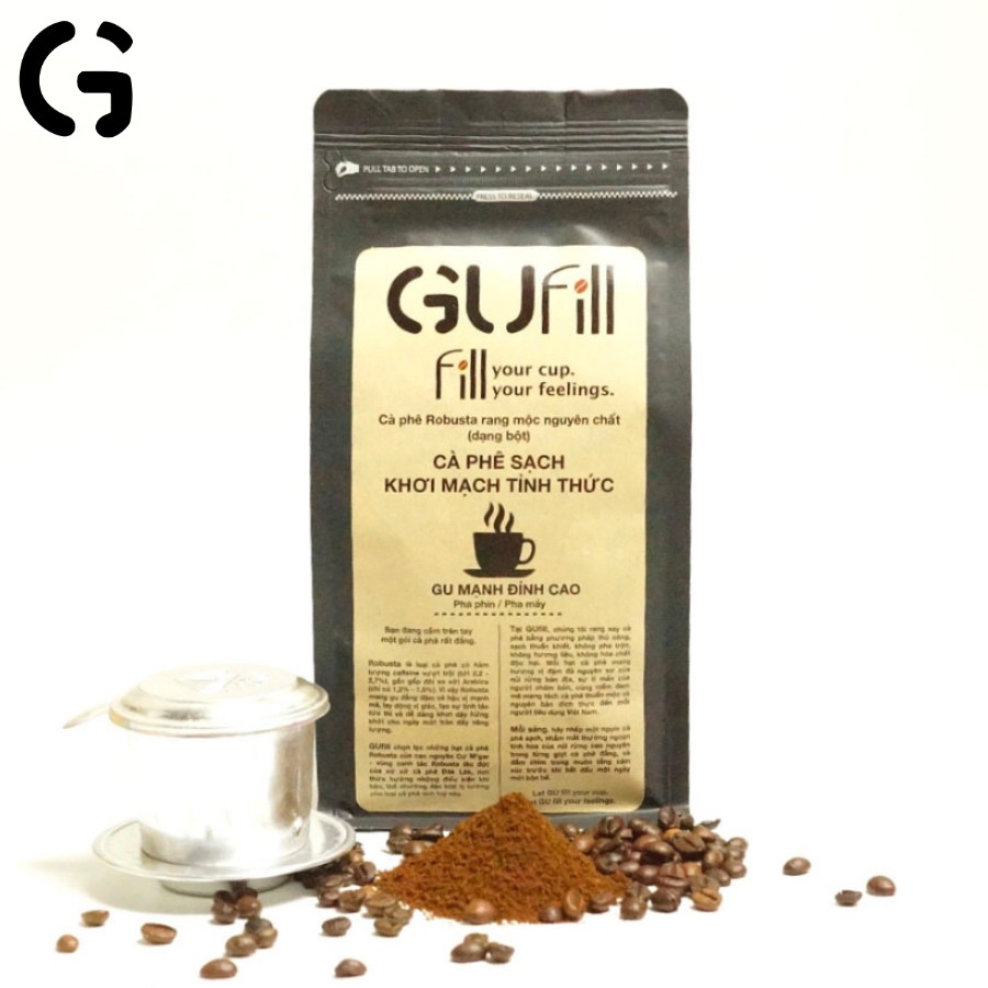 Cà phê nguyên chất GUfill - 100% Robusta Đăk Lăk rang mộc - Cà phê sạch, Gu mạnh đỉnh cao