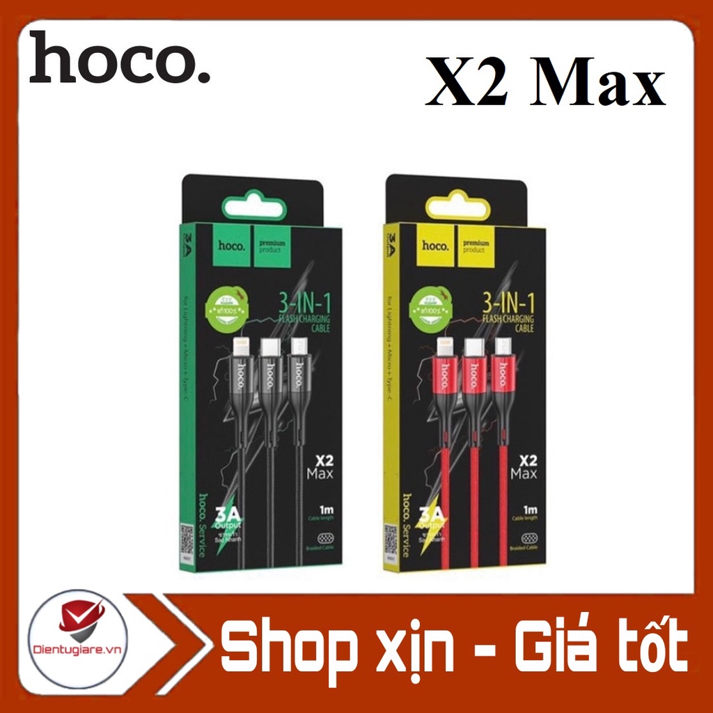 Cáp sạc HC X2 MAX 3 đầu ( ss + ip + typec )