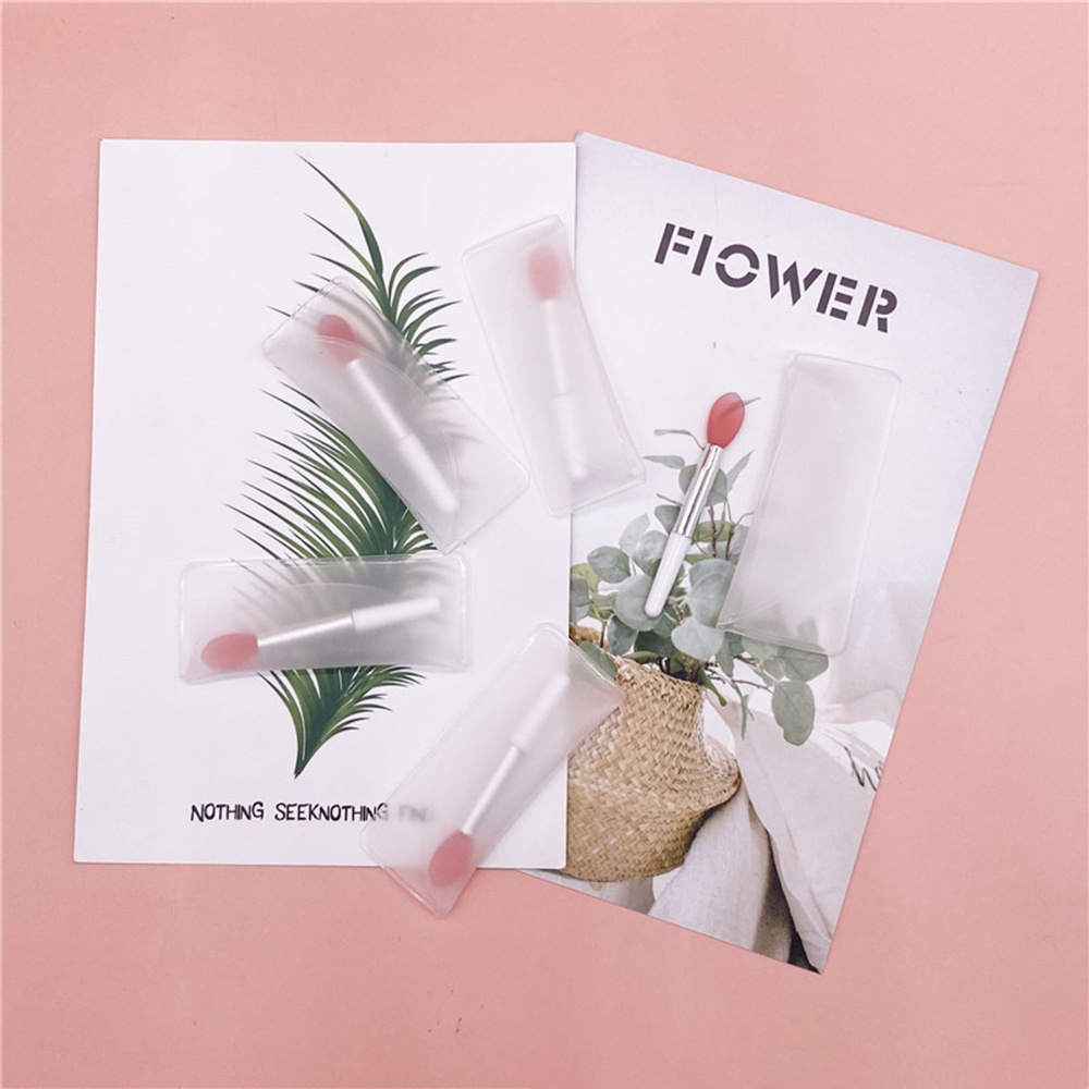 Set 5 Cọ Son Môi Tay Cầm Bằng Silicon Màu Trắng Cho Nữ