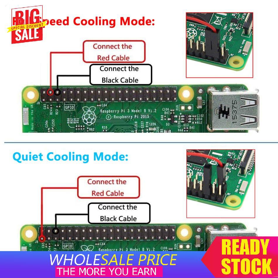 Quạt Làm Mát 5v 3.3v Cho Raspberry Pi 4 B / 3b + / 3b / 2b / B + Cpu