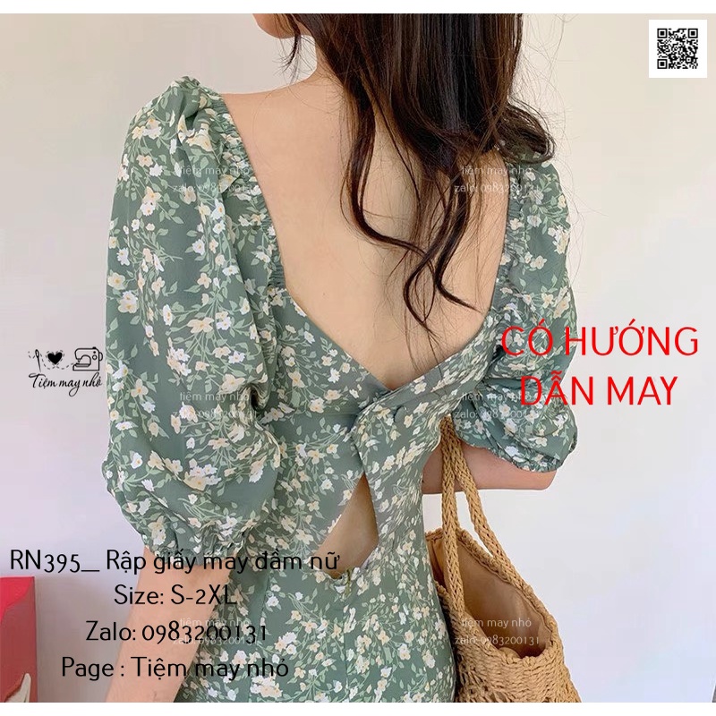 RN395_Rập giấy may đầm hở lưng nữ