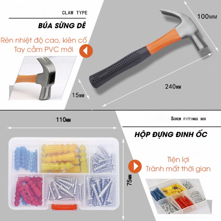 Bộ dụng cụ sữa chữa ô tô nhà cửa 102 chi tiết cao cấp