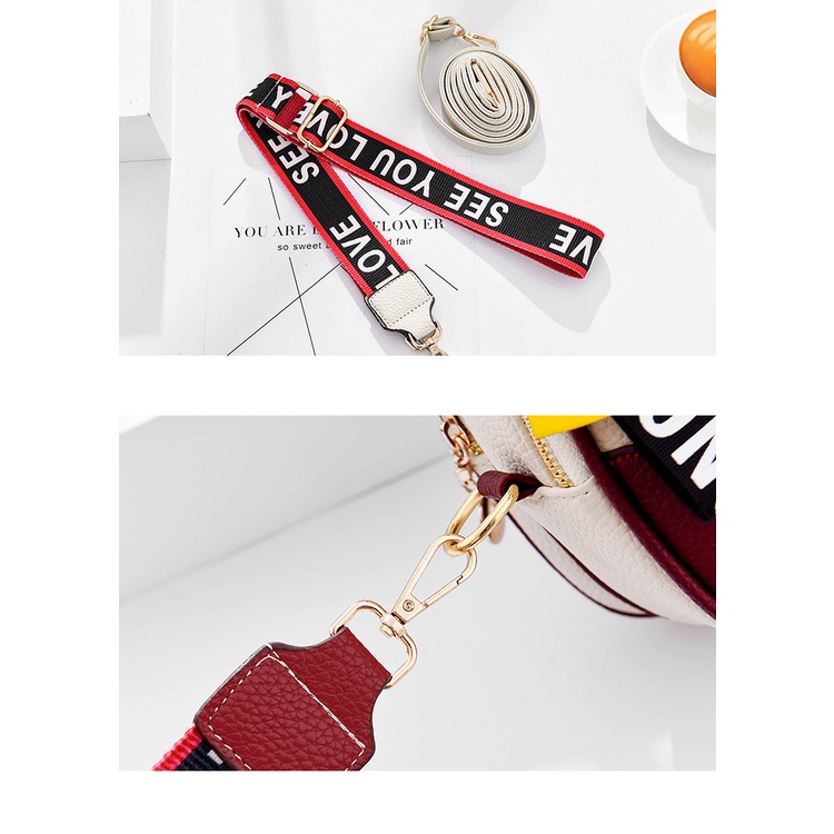 Túi Chuwanglin đeo chéo bằng da màu tương phản