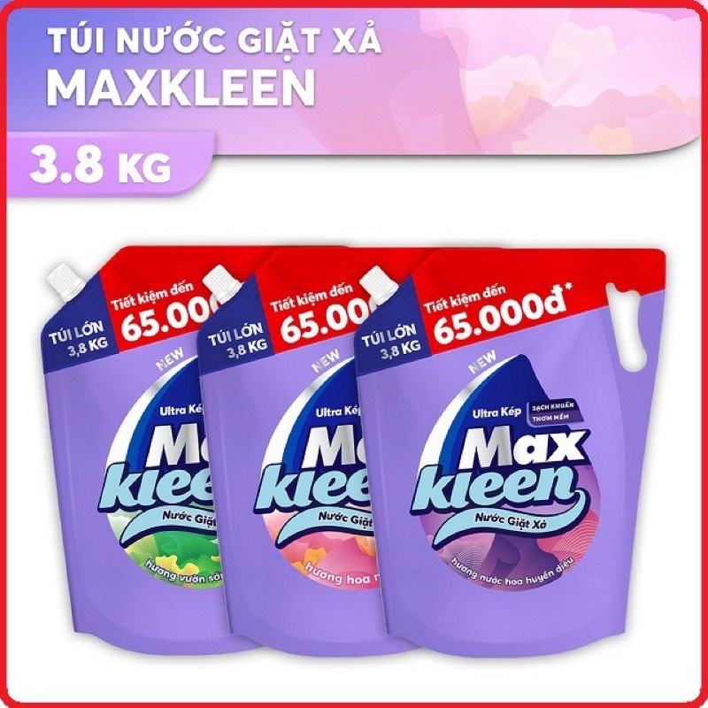 Nước Giặt Xả MaxKleen  hương nước hoa huyền diệu 2,4kg 2,2kg 3,8kg mới  , hương cam sả, thiên nhiên- Sạch khuẩn thơm mềm