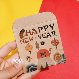 Bao Lì Xì giấy Kraft ép kim nhũ độc quyền Pom Art