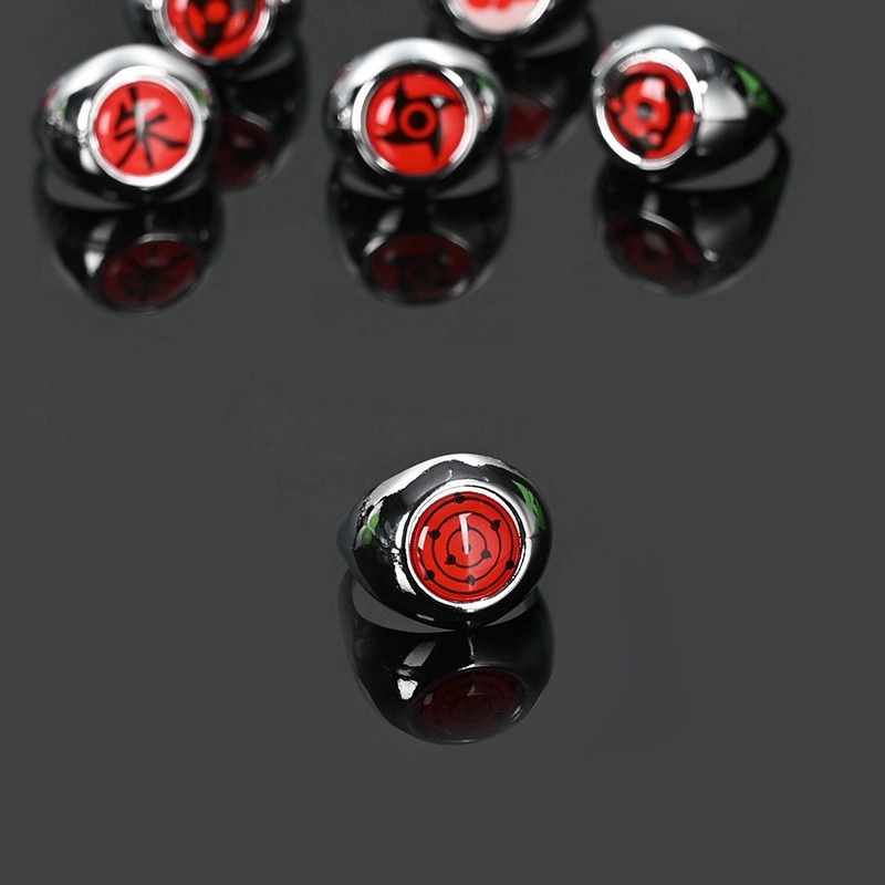 Anime Naruto Ring Cosplay Costumes Acc Badge Kakashi Sasuke Sharingan Ring Set Pendant Cartoon Gift